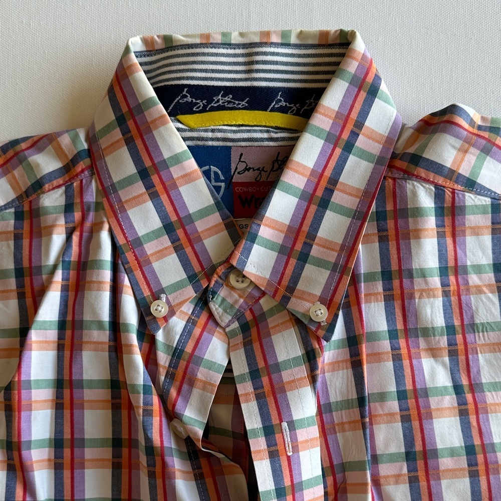 Wrangler George Strait Plaid Western Shirt Large Short Sleeve Cowboy - Picture 4 of 7